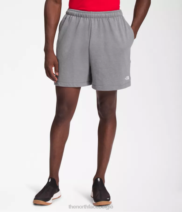 kleding 280T359 tnf middengrijs gemêleerd eenvoudige fleeceshort met logo Heren The North Face
