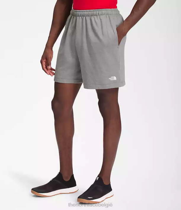 kleding 280T359 tnf middengrijs gemêleerd eenvoudige fleeceshort met logo Heren The North Face