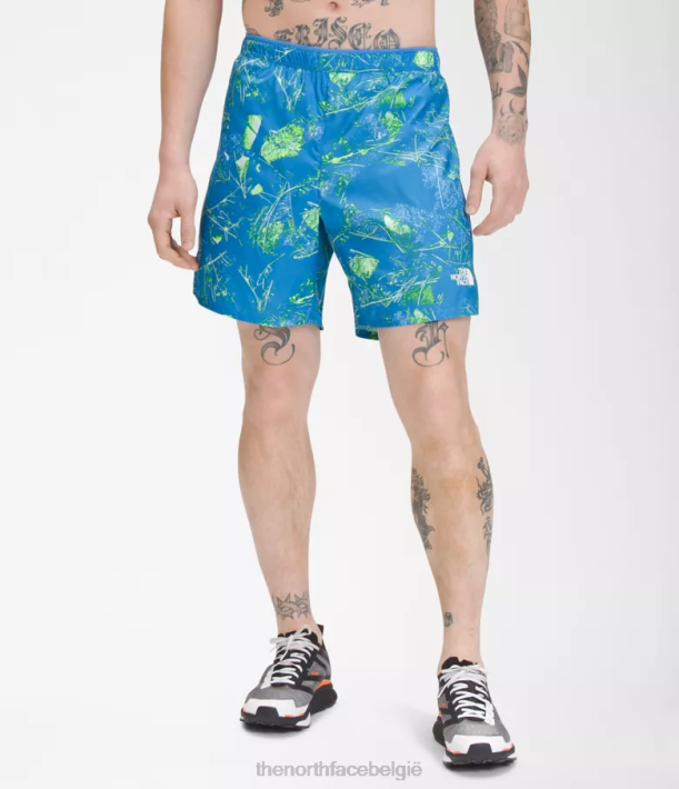 kleding 280T958 super sonische blauwe valleivloerprint grenzeloze hardloopshorts Heren The North Face