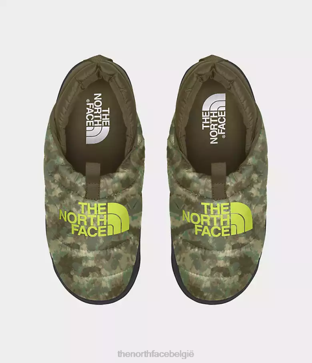 schoenen 280T558 militaire olijf gestippelde camouflageprint/led geel nuptse muilezels Heren The North Face