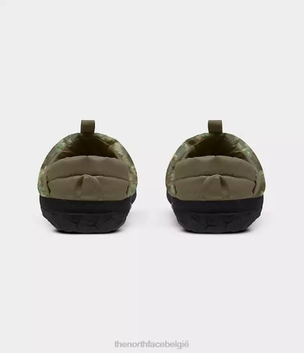 schoenen 280T558 militaire olijf gestippelde camouflageprint/led geel nuptse muilezels Heren The North Face