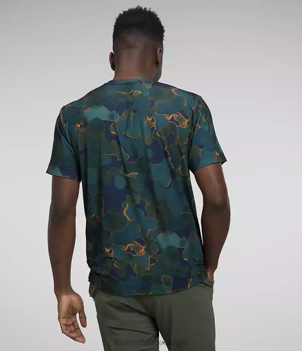 kleding 280T1264 Summit marineblauwe camotextuurprint wandel met korte mouwen Heren The North Face