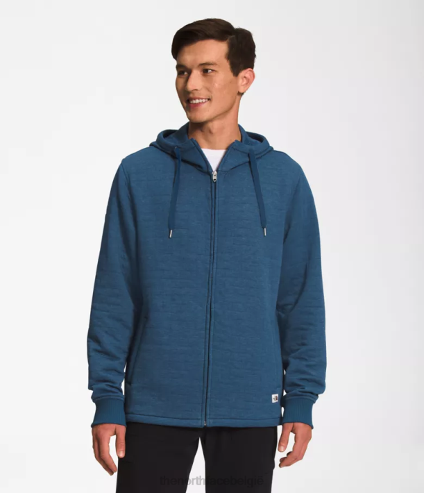 kleding 280T652 schaduwrijke blauwwitte heide longs gewatteerde hoodie met volledige ritssluiting Heren The North Face