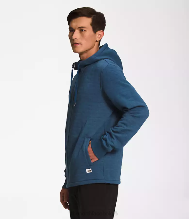 kleding 280T652 schaduwrijke blauwwitte heide longs gewatteerde hoodie met volledige ritssluiting Heren The North Face