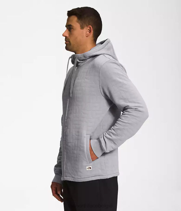 kleding 280T653 versmolten grijs-witte heide longs gewatteerde hoodie met volledige ritssluiting Heren The North Face