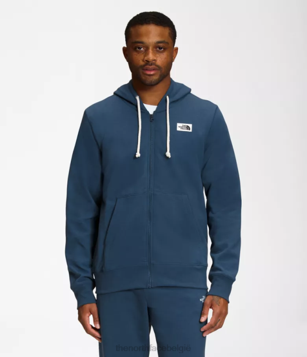 kleding 280T706 schaduwrijk blauw Heritage patch hoodie met volledige ritssluiting Heren The North Face