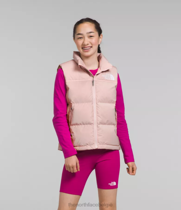 kleding 280T188 roze mos Retro nuptse-vest uit 1996 kinderen The North Face