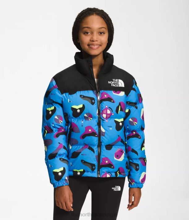 kleding 280T909 super sonische blauwe infographic print Retro nuptse jasje uit 1996 kinderen The North Face