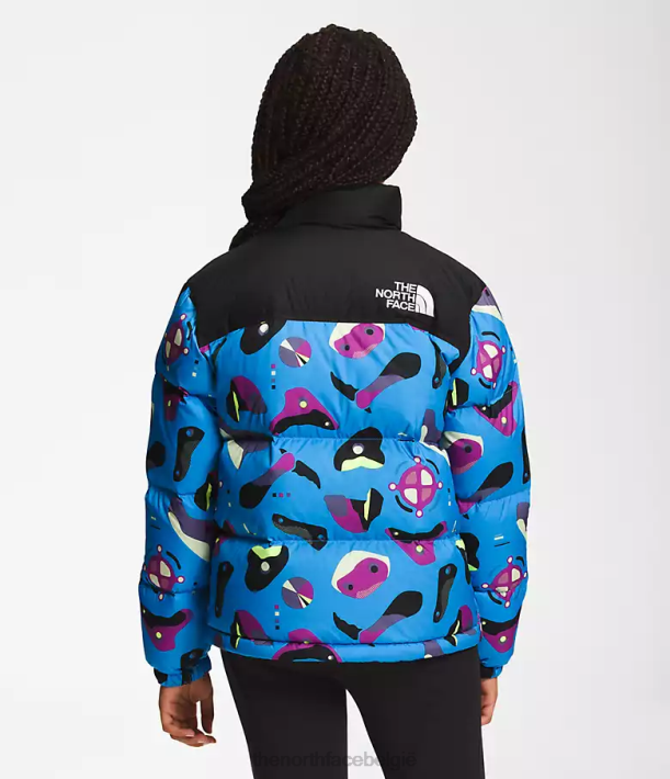 kleding 280T909 super sonische blauwe infographic print Retro nuptse jasje uit 1996 kinderen The North Face