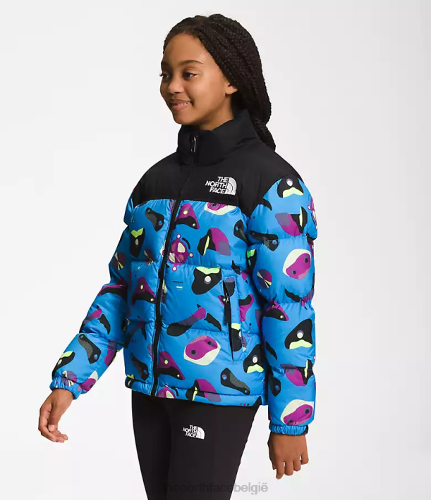 kleding 280T909 super sonische blauwe infographic print Retro nuptse jasje uit 1996 kinderen The North Face