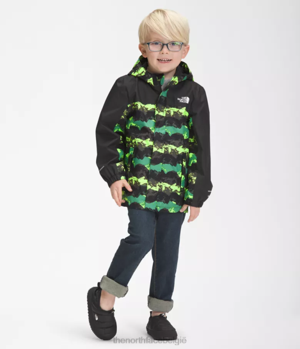 kleding 280T86 diepe grasgroene bergpanorama print Antora regenjas kinderen The North Face