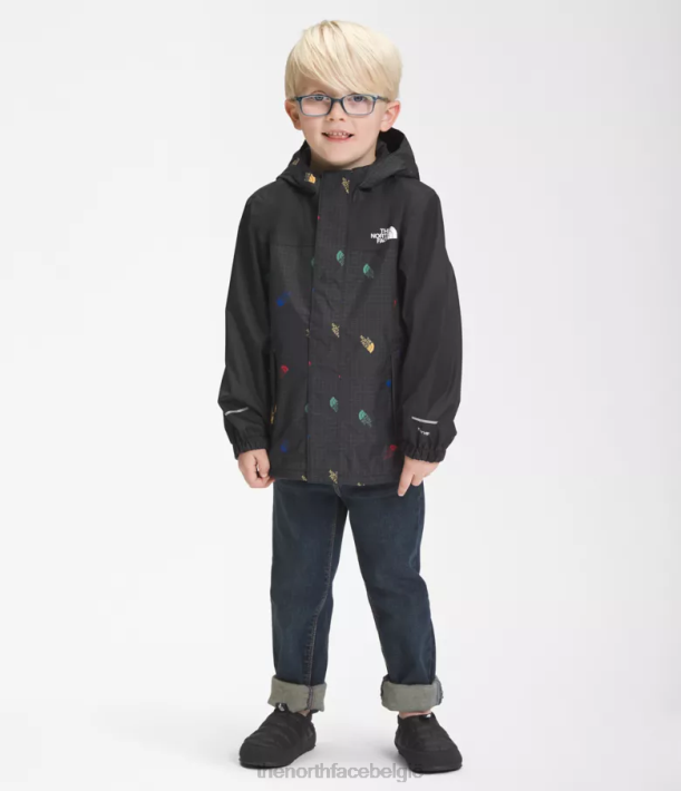 kleding 280T90 tnf zwarte logorasterprint Antora regenjas kinderen The North Face