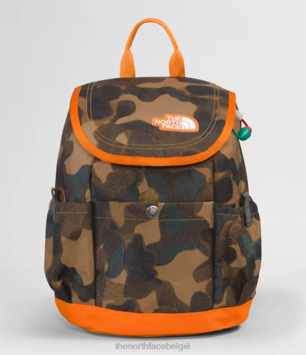 accessoire 280T396 utility bruine camouflagetextuurprint/mandarijn mini-ontdekkingsrugzak voor jongeren kinderen The North Face
