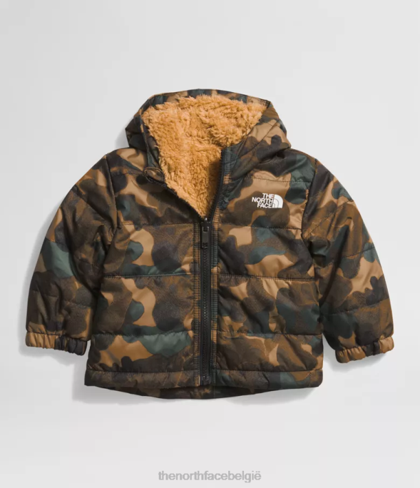 kleding 280T867 utility bruine camouflagetextuur kleine lettertjes Omkeerbaar MT Chimbo jack met capuchon en volledige ritssluiting Baby The North Face
