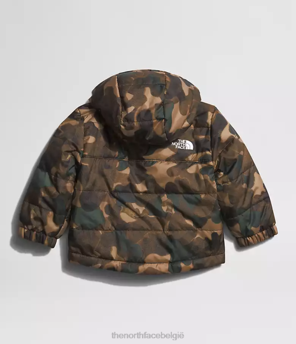 kleding 280T867 utility bruine camouflagetextuur kleine lettertjes Omkeerbaar MT Chimbo jack met capuchon en volledige ritssluiting Baby The North Face