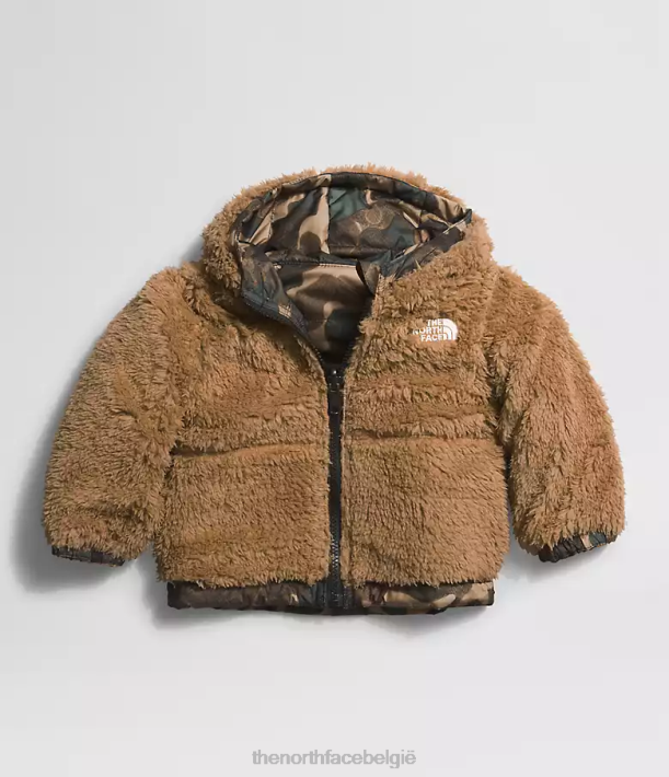 kleding 280T867 utility bruine camouflagetextuur kleine lettertjes Omkeerbaar MT Chimbo jack met capuchon en volledige ritssluiting Baby The North Face