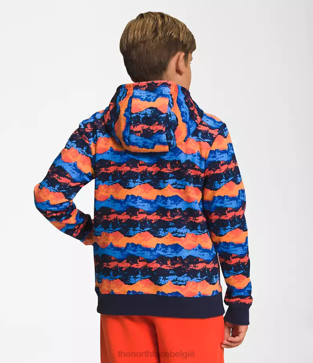 kleding 280T1107 retro oranje bergpanoramaprint Camp fleece trui met capuchon kinderen The North Face