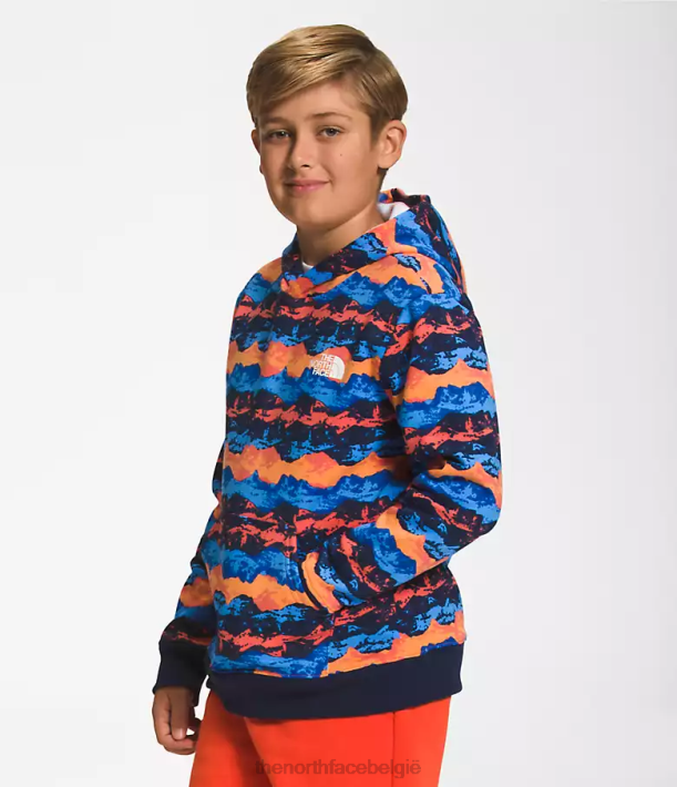 kleding 280T1107 retro oranje bergpanoramaprint Camp fleece trui met capuchon kinderen The North Face