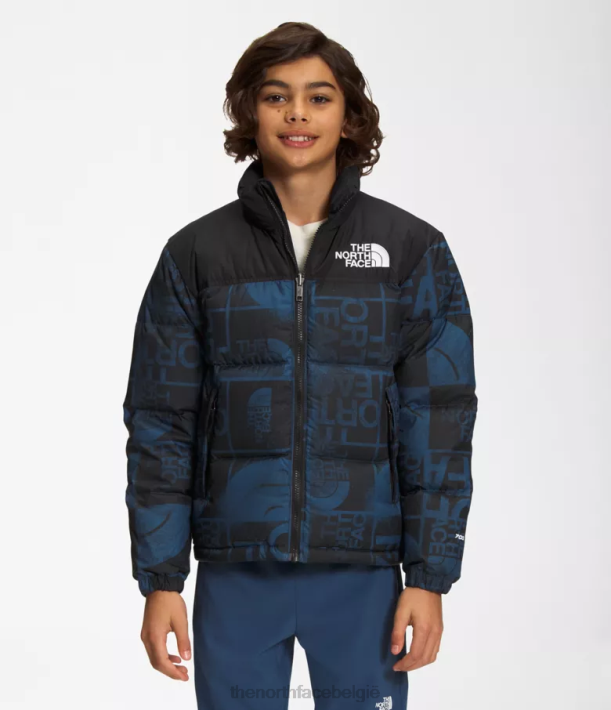kleding 280T686 schaduwblauwe spuitverf bedrukt retro nuptse jasje uit 1996 kinderen The North Face