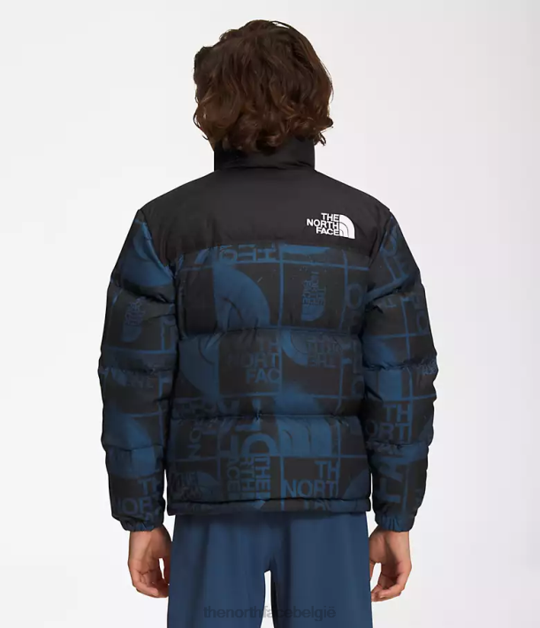 kleding 280T686 schaduwblauwe spuitverf bedrukt retro nuptse jasje uit 1996 kinderen The North Face