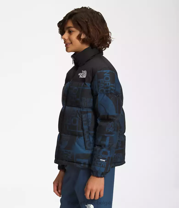 kleding 280T686 schaduwblauwe spuitverf bedrukt retro nuptse jasje uit 1996 kinderen The North Face