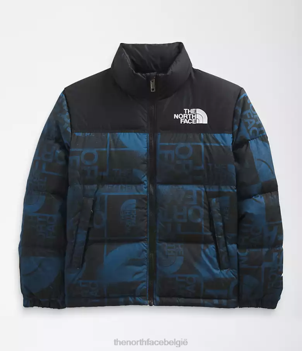 kleding 280T686 schaduwblauwe spuitverf bedrukt retro nuptse jasje uit 1996 kinderen The North Face