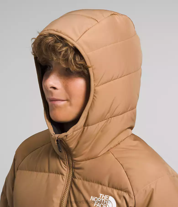 kleding 280T819 amandelboter omkeerbare North-down jas met capuchon kinderen The North Face