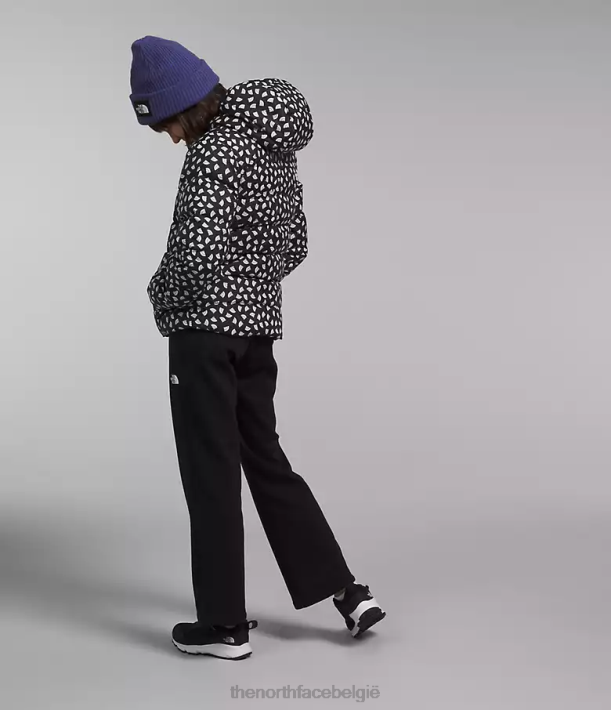 kleding 280T906 tnf zwarte tnf mini-toss-print omkeerbare North-down jas met capuchon kinderen The North Face
