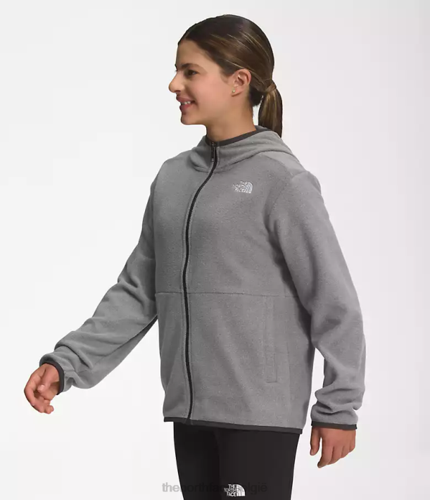 kleding 280T519 tnf middengrijs gemêleerd Gletsjerjack met capuchon en volledige ritssluiting kinderen The North Face