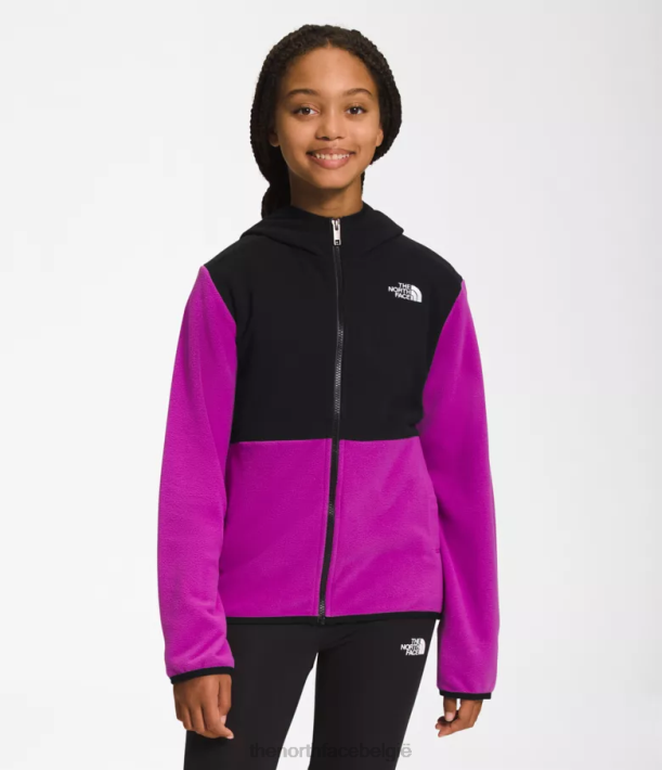 kleding 280T524 paarse cactusbloem Gletsjerjack met capuchon en volledige ritssluiting kinderen The North Face