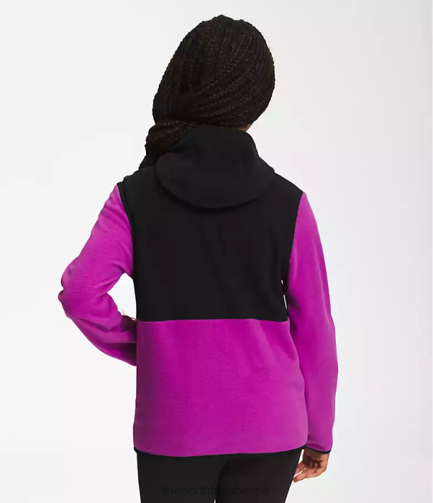 kleding 280T524 paarse cactusbloem Gletsjerjack met capuchon en volledige ritssluiting kinderen The North Face