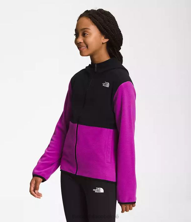 kleding 280T524 paarse cactusbloem Gletsjerjack met capuchon en volledige ritssluiting kinderen The North Face