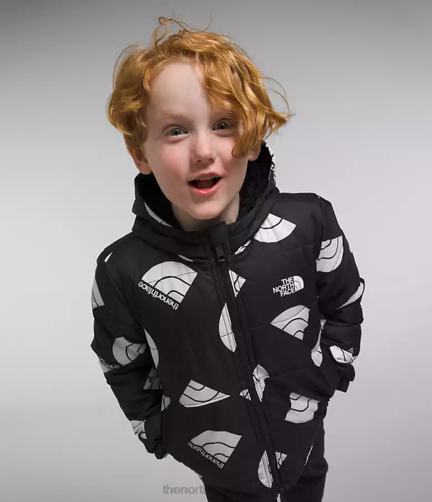 kleding 280T634 tnf zwarte next-gen logoprint Omkeerbaar MT Chimbo jack met capuchon en volledige ritssluiting kinderen The North Face
