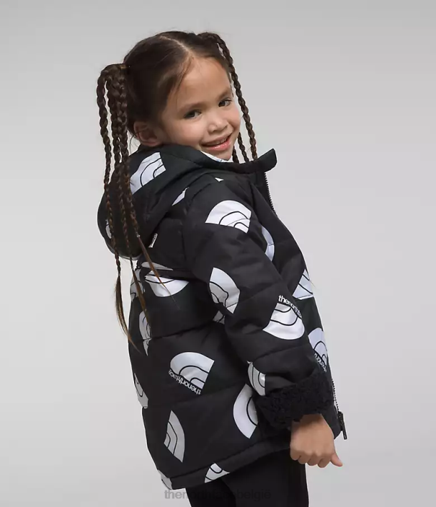 kleding 280T634 tnf zwarte next-gen logoprint Omkeerbaar MT Chimbo jack met capuchon en volledige ritssluiting kinderen The North Face