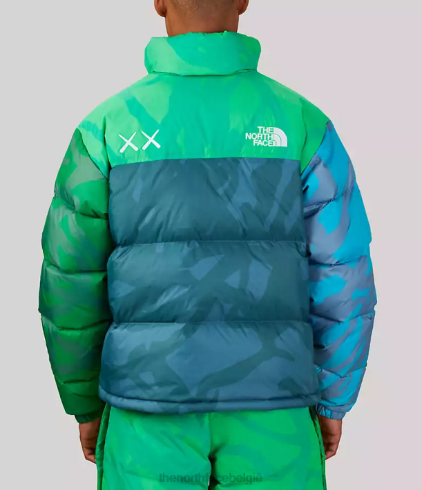 kleding 280T591 kw veiligheidsgroene nuptse print Tnf x Kaws retro nuptse jas uit 1996 unisex The North Face