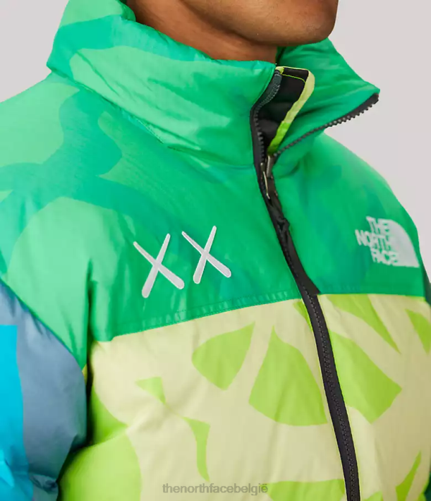kleding 280T591 kw veiligheidsgroene nuptse print Tnf x Kaws retro nuptse jas uit 1996 unisex The North Face