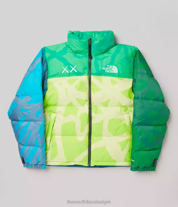 kleding 280T591 kw veiligheidsgroene nuptse print Tnf x Kaws retro nuptse jas uit 1996 unisex The North Face