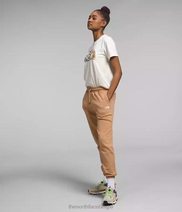 kleding 280T977 amandelboter/tnf wit fleece joggingbroek met halve koepel vrouwen The North Face