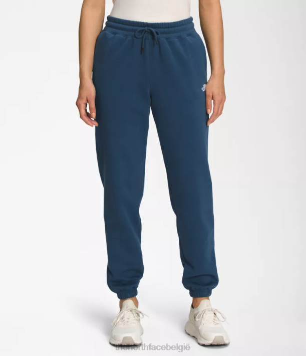 kleding 280T979 schaduwblauw/tnf wit fleece joggingbroek met halve koepel vrouwen The North Face