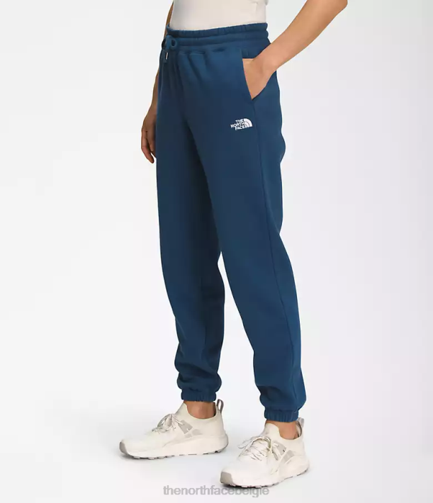 kleding 280T979 schaduwblauw/tnf wit fleece joggingbroek met halve koepel vrouwen The North Face