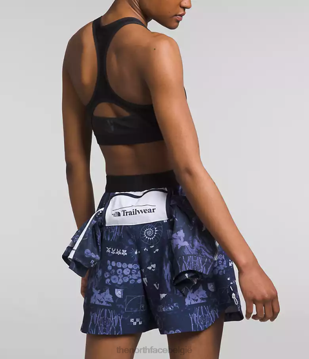 kleding 280T625 top marine natuur remix print trailwear okt trailshort vrouwen The North Face
