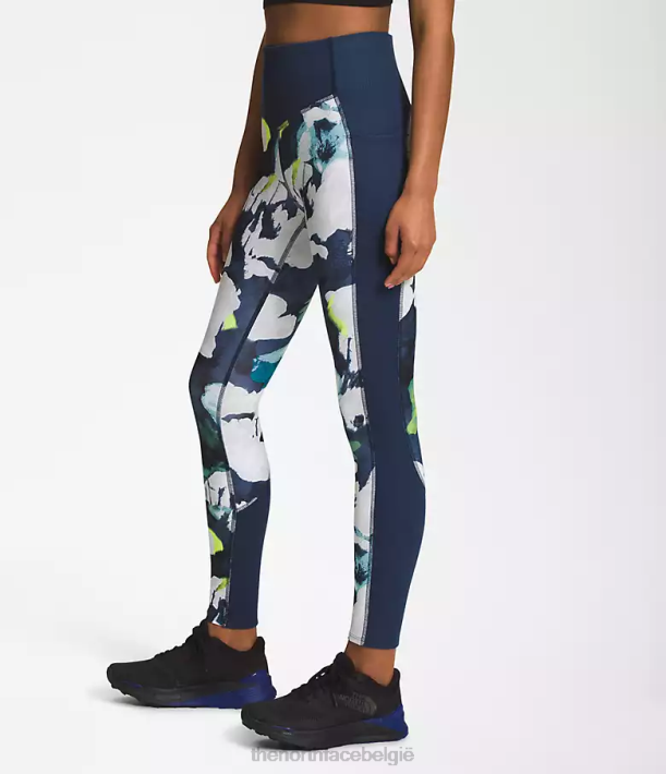 kleding 280T384 smt marineblauwe abstracte bloemenprint Dune Sky-panty met zak vrouwen The North Face