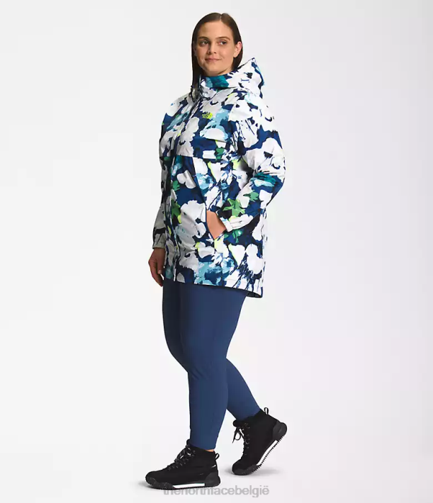 kleding 280T437 smt marineblauwe abstracte bloemenprint plus antora parka vrouwen The North Face