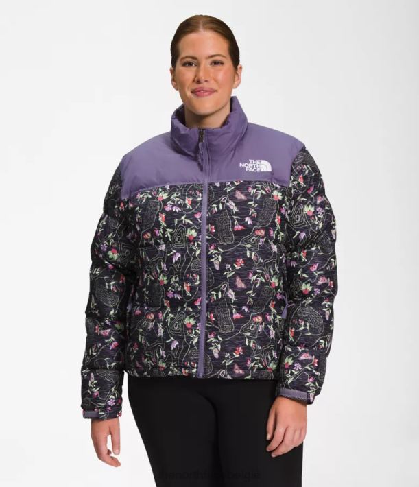 kleding 280T801 tnf zwarte iwd-afdruk plus retro nuptse jasje uit 1996 vrouwen The North Face
