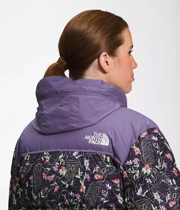 kleding 280T801 tnf zwarte iwd-afdruk plus retro nuptse jasje uit 1996 vrouwen The North Face