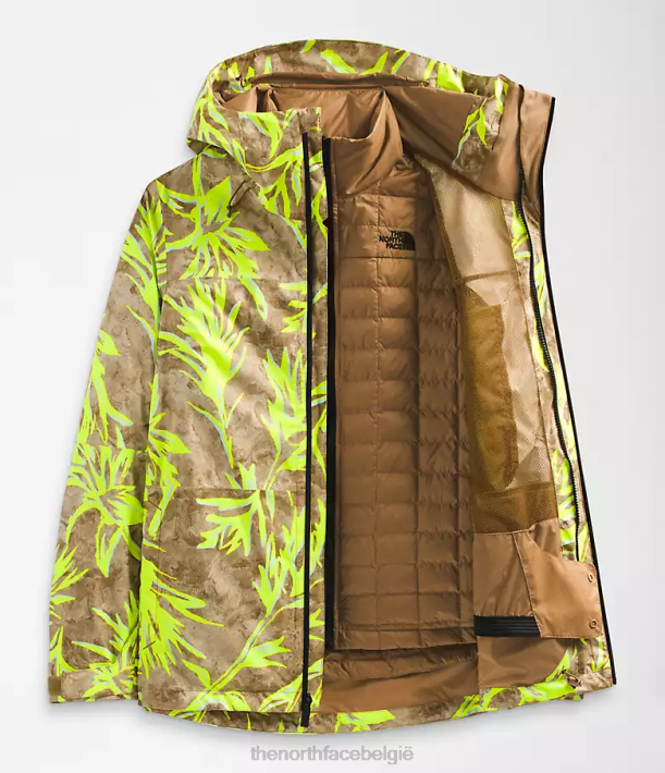 kleding 280T1175 Utility bruine prairie penseelafdruk Thermoball Eco Snow Triclimate-jack vrouwen The North Face