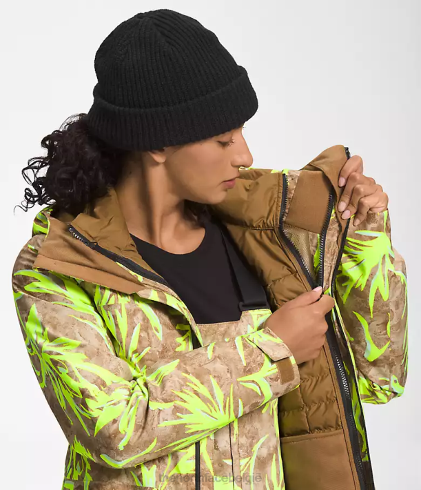 kleding 280T1175 Utility bruine prairie penseelafdruk Thermoball Eco Snow Triclimate-jack vrouwen The North Face