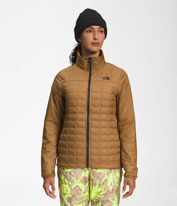 kleding 280T1175 Utility bruine prairie penseelafdruk Thermoball Eco Snow Triclimate-jack vrouwen The North Face