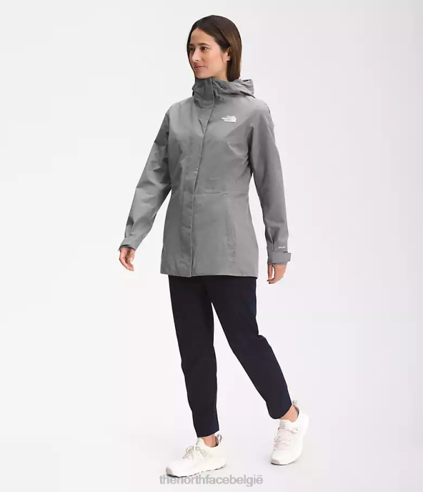 kleding 280T1227 tnf middengrijs gemêleerd City Breeze regenjas vrouwen The North Face