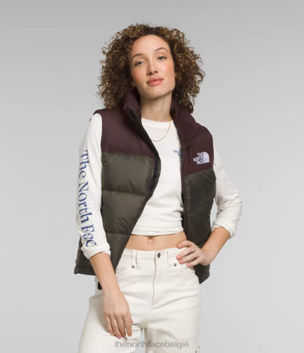 kleding 280T432 nieuw taupegroen/kolenbruin Retro nuptse-vest uit 1996 vrouwen The North Face